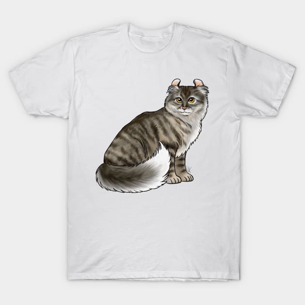 Cat - American Curl - Gray Tabby T-Shirt by Jen's Dogs Custom Gifts and Designs